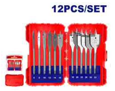 12 Pcs Flat Wood Drill Bits Set 6–32mm 1/4" Hex 152mm Length